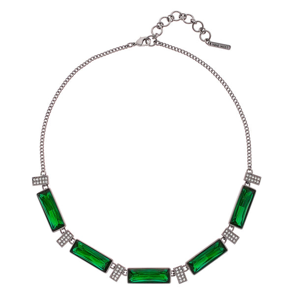 Nine West Green Rectangle Statement Necklace