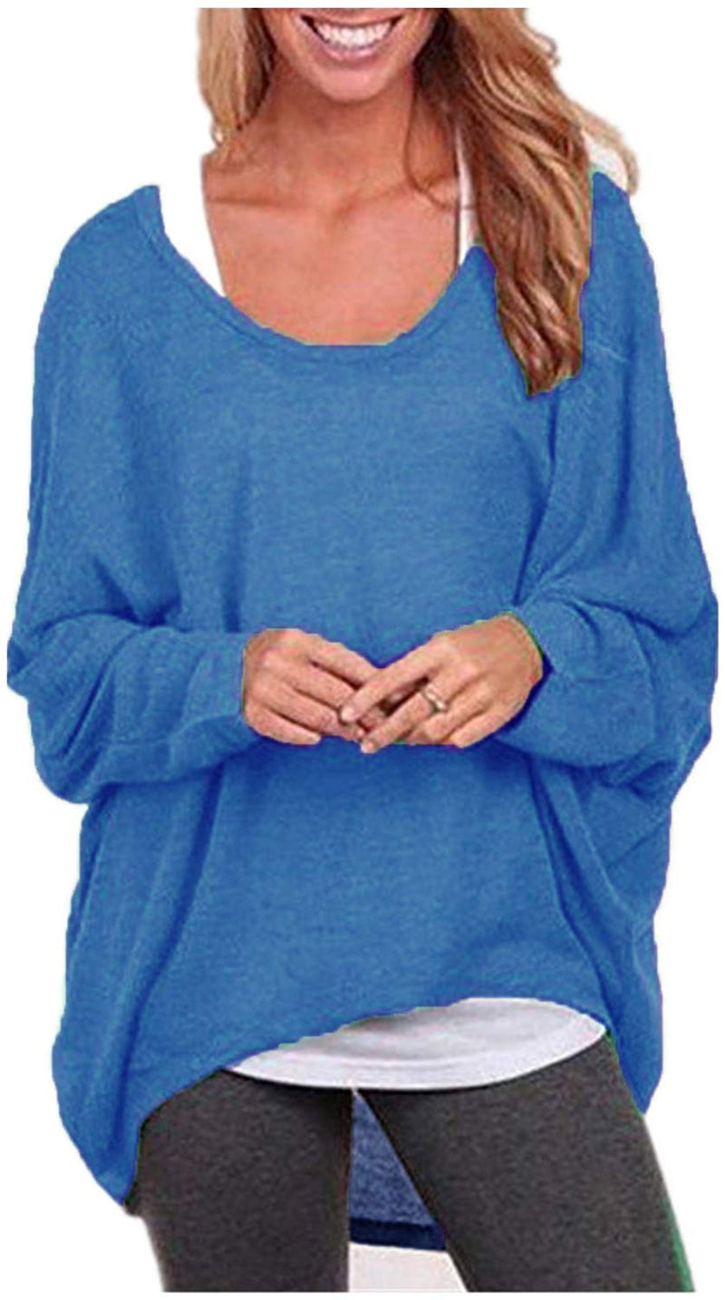 Women's Batwing Sleeve Off Shoulder Loose Oversized Baggy Tops Sweater Pullover Casual Blouse T-Shirt