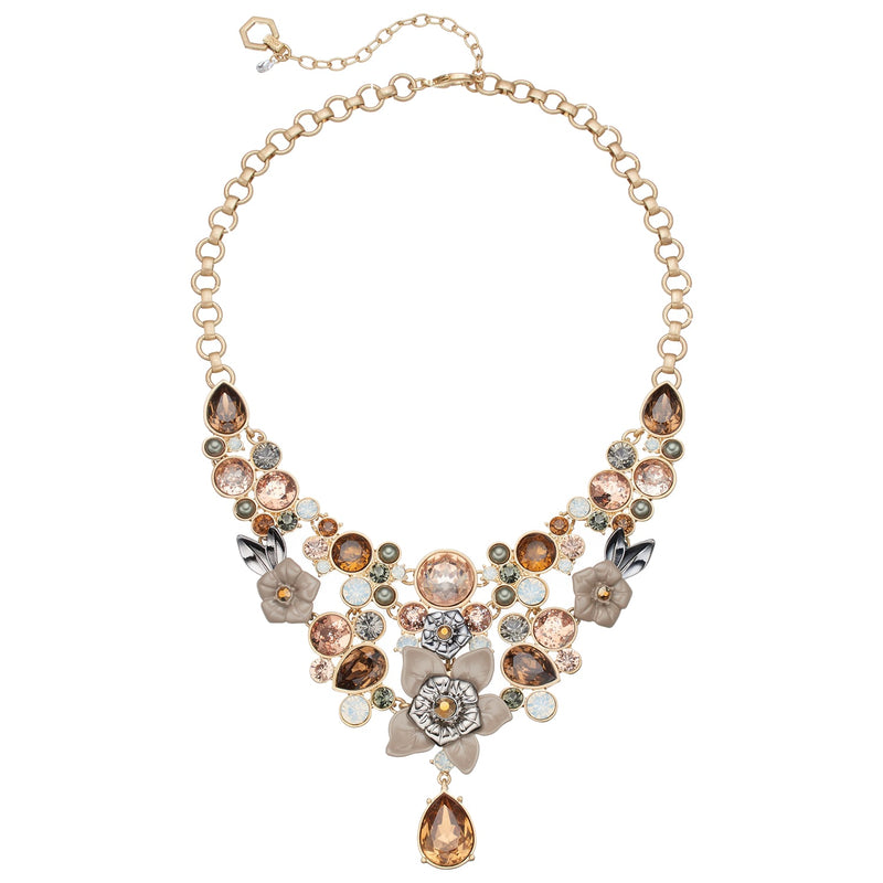 Vera Vera Wang Flower & Faceted Stone  Necklace