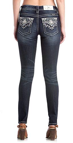 Miss Me Women's Metallic Blue Snowflake Embellished Skinny Jeans