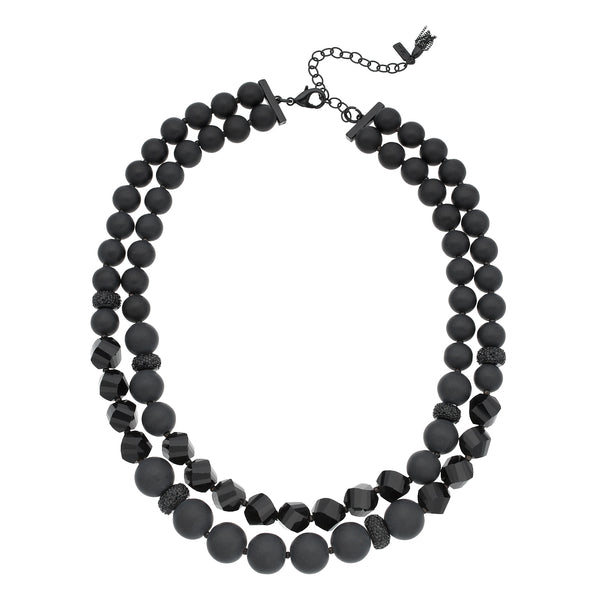 Vera Wang Black Tone Beaded Strand Necklace