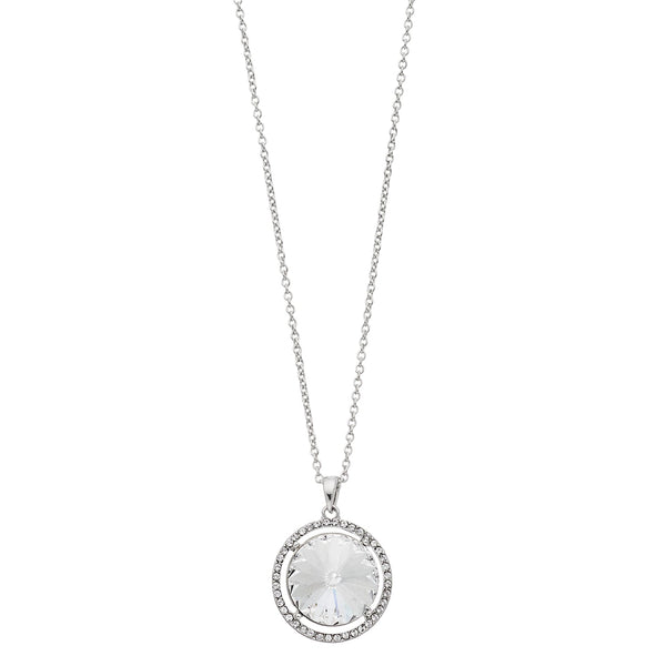 Oval Pendant Necklace with Swarovski Crystal