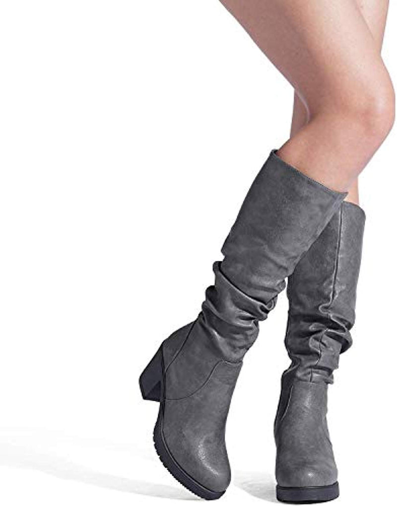 Women's Chunky Heel Knee High and Up Boots