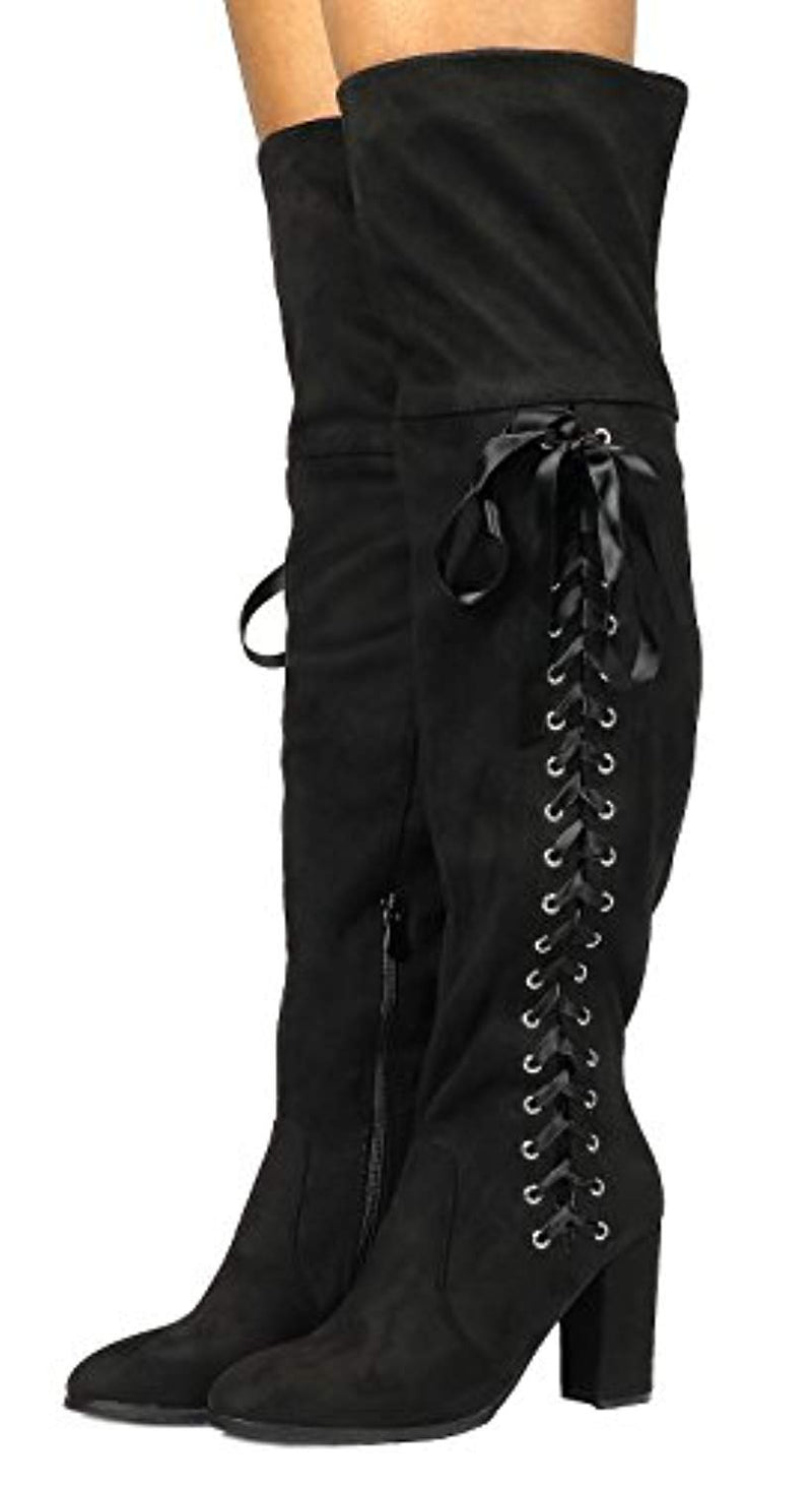 Over The Knee Block Heel Boots