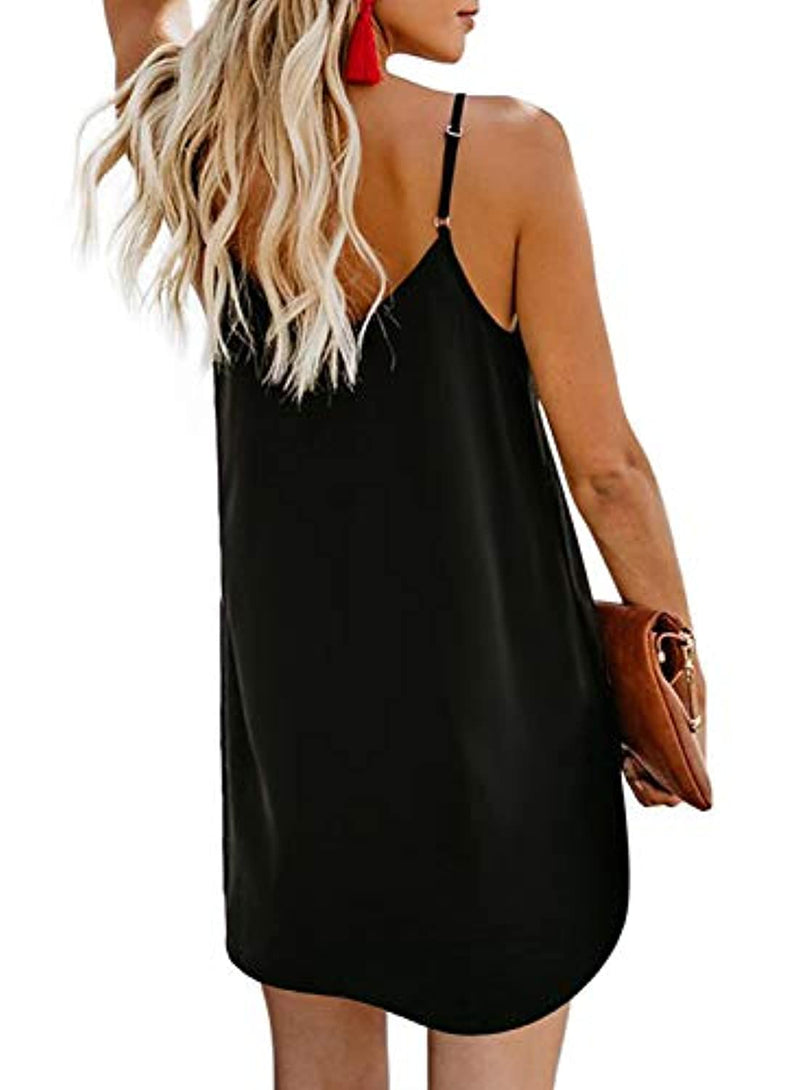 Spaghetti Strap Button Down V Neck Sleeveless Casual Mini Dress