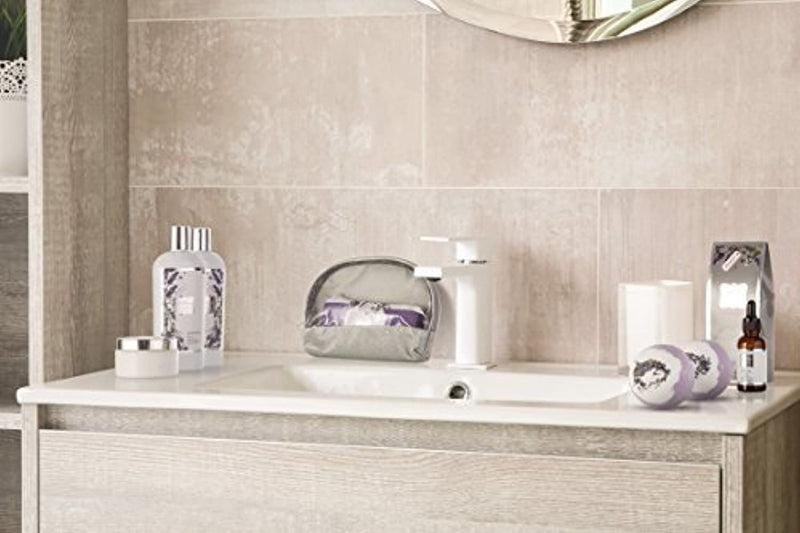 Relaxing at Home Spa Kit Scented with Lavender and Jasmine - Includes Large Bath Bombs, Salts, Shower Gel, Body Butter Lotion, Bath Oil, Bubble Bath, Loofah and More