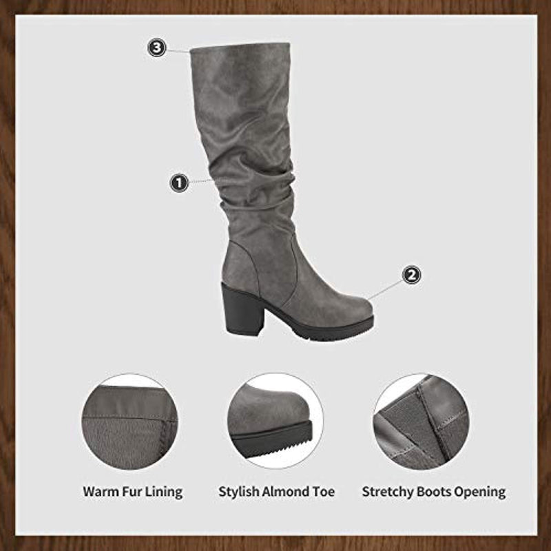 Women's Chunky Heel Knee High  Boots