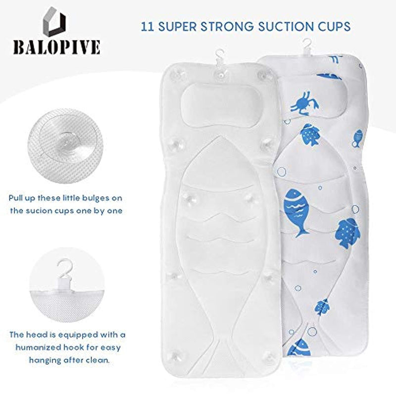 Full Body Bath Pillow For Tub - Luxury Bathbed With 5D Air Mesh Technology – Non-Slip Suction Cups - 48" x 17"