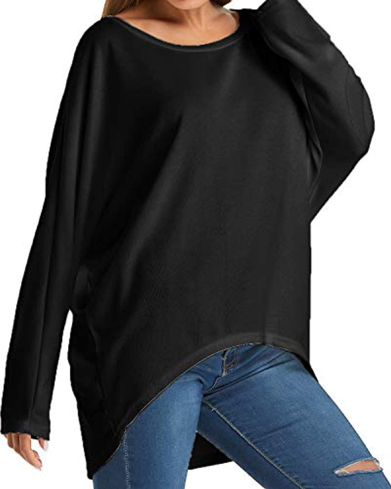 Women's Batwing Sleeve Off Shoulder Loose Oversized Baggy Tops Sweater Pullover Casual Blouse T-Shirt