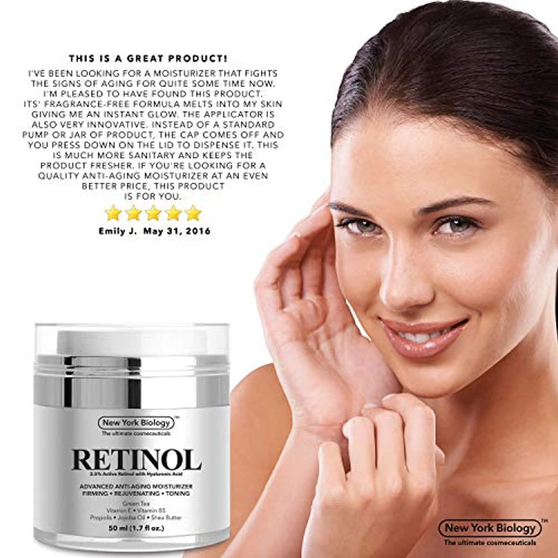 New York Biology Retinol Cream Moisturizer for Face and Eye Area -Anti Aging
