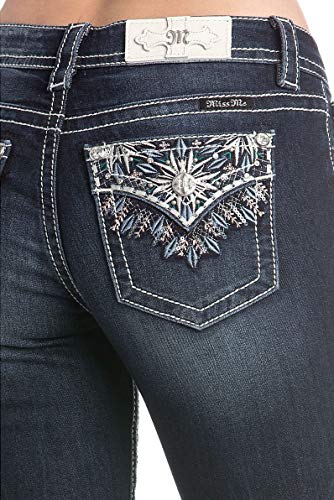 Miss Me Women's Metallic Blue Snowflake Embellished Skinny Jeans