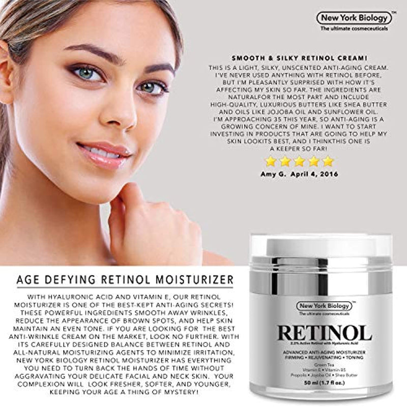 New York Biology Retinol Cream Moisturizer for Face and Eye Area -Anti Aging