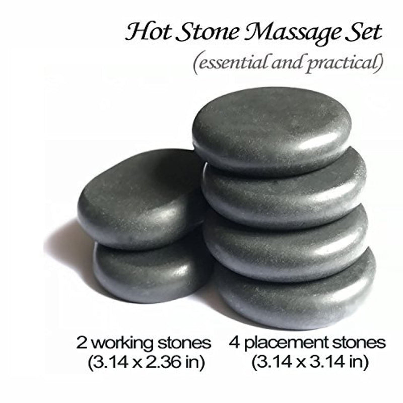 Hot Stones - 6 Large Essential Massage Stones Set for Professional or Home spa, Relaxing, Healing, Pain Relief by ActiveBliss