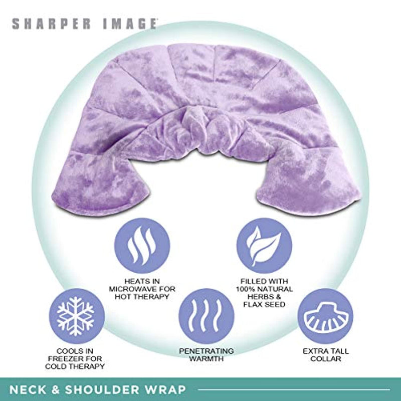 Hot & Cold Herbal Aromatherapy Neck & Shoulder Plush Wrap Pad for Soothing Muscle Pain and Tension Relief Therapy, 100% Natural Lavender & Herb Spa Blend, Use in Microwave or Freezer