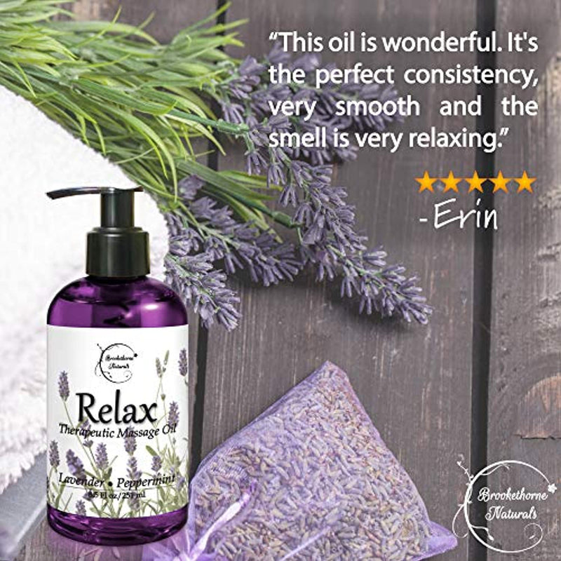 Relax Therapeutic Body Massage Oil - with Best Essential Oils for Sore Muscles & Stiffness – Lavender, Peppermint & Marjoram