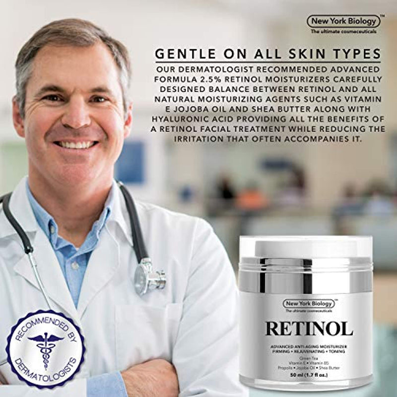 New York Biology Retinol Cream Moisturizer for Face and Eye Area -Anti Aging
