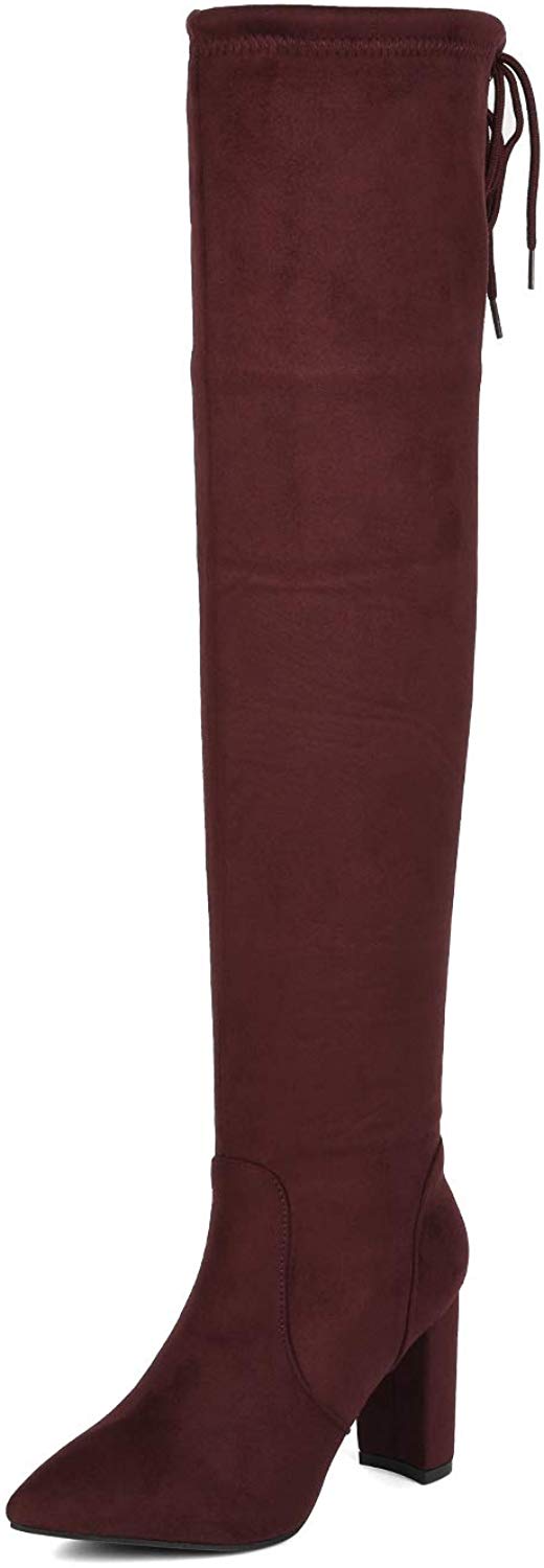 Over The Knee Block Heel Boots