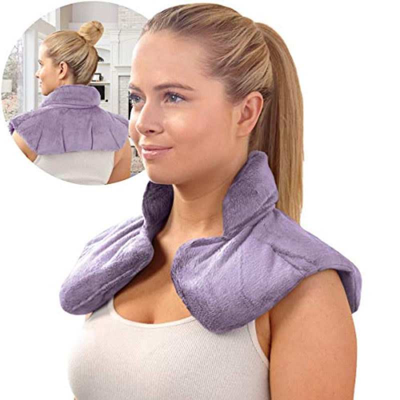 Hot & Cold Herbal Aromatherapy Neck & Shoulder Plush Wrap Pad for Soothing Muscle Pain and Tension Relief Therapy, 100% Natural Lavender & Herb Spa Blend, Use in Microwave or Freezer