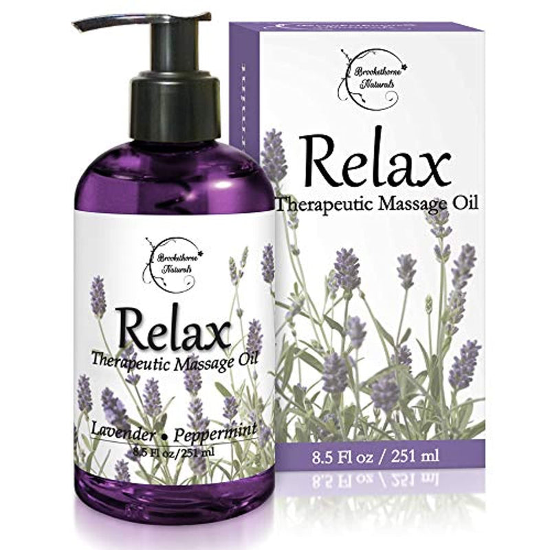 Relax Therapeutic Body Massage Oil - with Best Essential Oils for Sore Muscles & Stiffness – Lavender, Peppermint & Marjoram