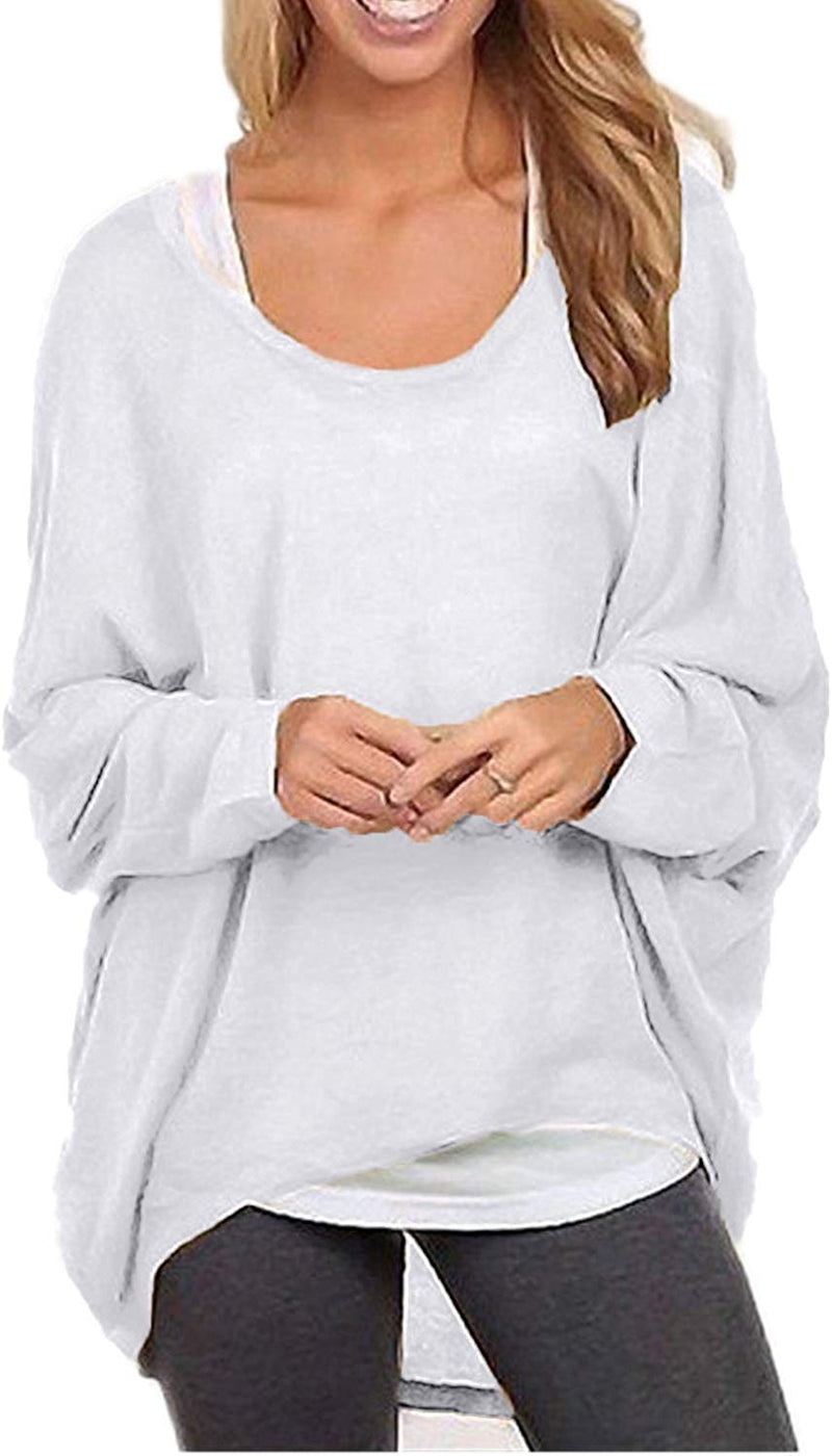 Women's Batwing Sleeve Off Shoulder Loose Oversized Baggy Tops Sweater Pullover Casual Blouse T-Shirt