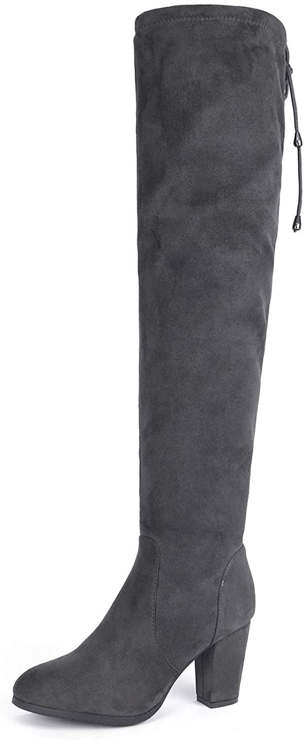 Over The Knee Block Heel Boots