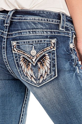 Miss Me Women's Mid-Rise Skinny Jeans with Wing Back Pockets