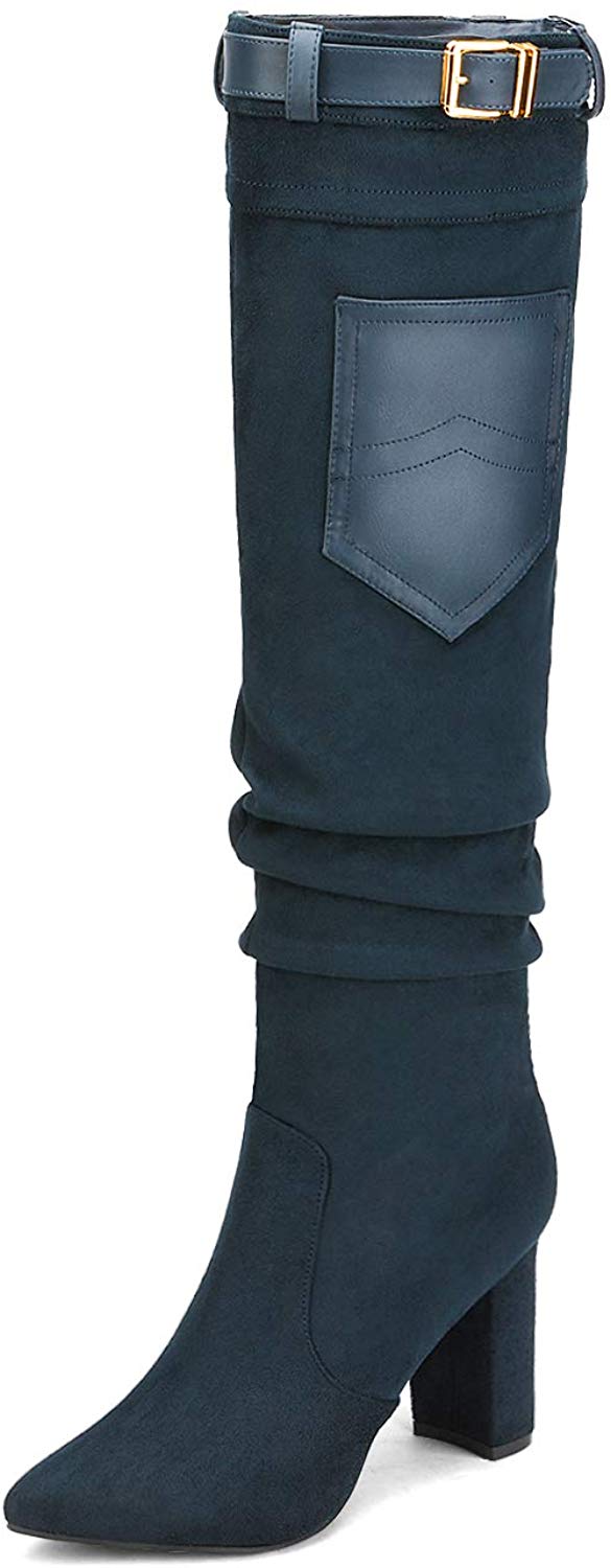 Over The Knee Block Heel Boots