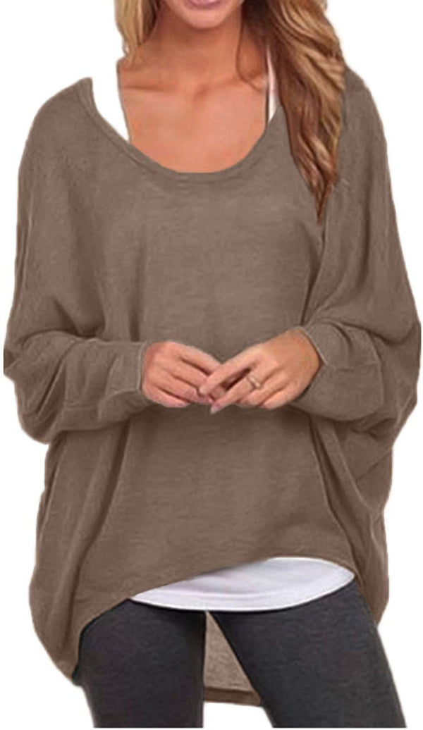 Women's Batwing Sleeve Off Shoulder Loose Oversized Baggy Tops Sweater Pullover Casual Blouse T-Shirt