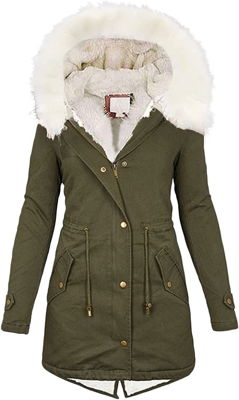 Uqnaivs Womens Winter Quilted Jacket Faux Fur Collar Zip Up Parka Puffer  Coat Sedona Sage Large at  Women's Coats Shop