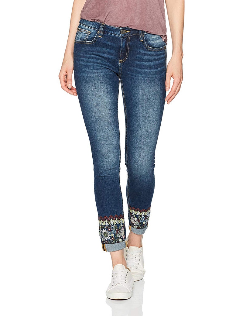 Miss Me Women's Embroidered Ankle Skinny Denim Jean